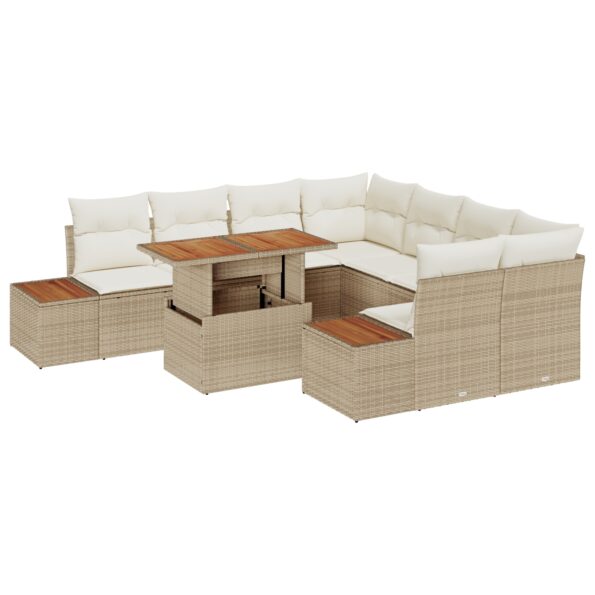 vidaXL Záhradný sofa set Set 9 Béžová Ratan Záhradný jedálenský set – Obrázok 2