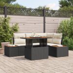 vidaXL záhradný gauč set 5 kusov Čierny Ratan Záhradný rohový gauč – Obrázok 3