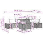 vidaXL Záhradná pohovka 6 kusov Čierna, Krémová Ratan, Polyester – Obrázok 11