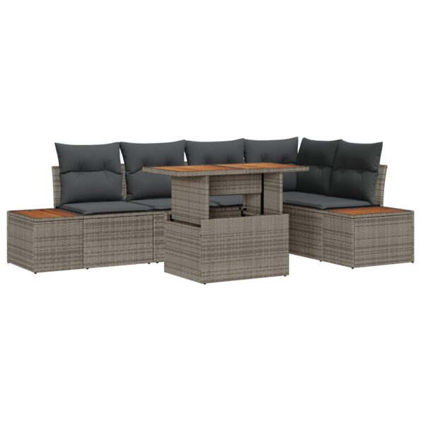 vidaXL Záhradný gaučový set Set 6 Šedý Poly ratan – Obrázok 2