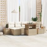 vidaXL Záhradná Sada Pohoviek Sada 7 Béžová Ratan Záhradný nábytok