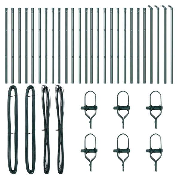 vidaXL Plotové stĺpy 26 ks Zelené Ø32 mm 100 cm Pozinkovaná oceľ – Obrázok 3