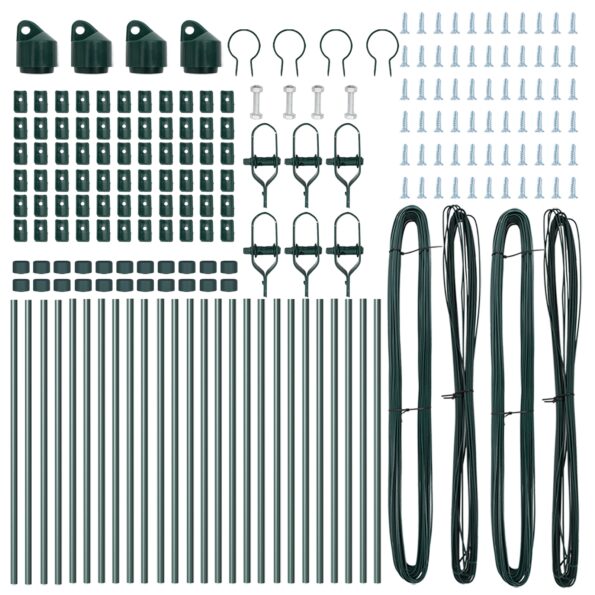 vidaXL Plotové stĺpy 26 ks Zelené Ø32 mm 100 cm Pozinkovaná oceľ – Obrázok 4