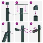 vidaXL Stĺpy plotu 52 ks Zelená Ø32 mm 120 cm pozinkovaná oceľ – Obrázok 6