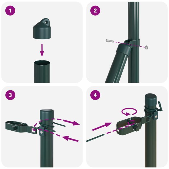 3350123_7.jpg vidaXL Plotové stĺpiky 26 ks Zelené Ø32 mm 200 cm Pozinkovaný oceľ – Obrázok 7