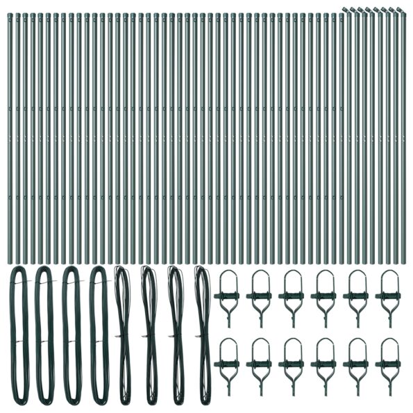 3350124_3.jpg vidaXL Stĺpiky plotu 52 ks Zelená Ø32 mm 200 cm Pozinkovaná oceľ – Obrázok 3