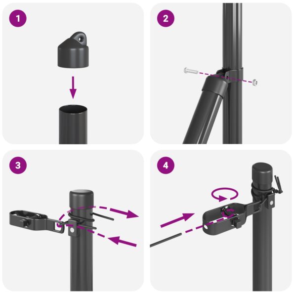 3350137_7.jpg vidaXL Plotové stĺpy 26 ks Sivé Ø32 mm 170 cm Pozinkovaná Oceľ – Obrázok 7