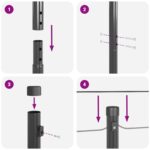 vidaXL Stĺpy plotu 52 ks Šedé Ø32 mm 170 cm Galvanizovaná oceľ – Obrázok 6