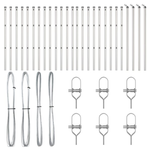 vidaXL Stĺpy plotu 26 ks Ø32 mm 80 cm Galvanizovaná oceľ – Obrázok 3