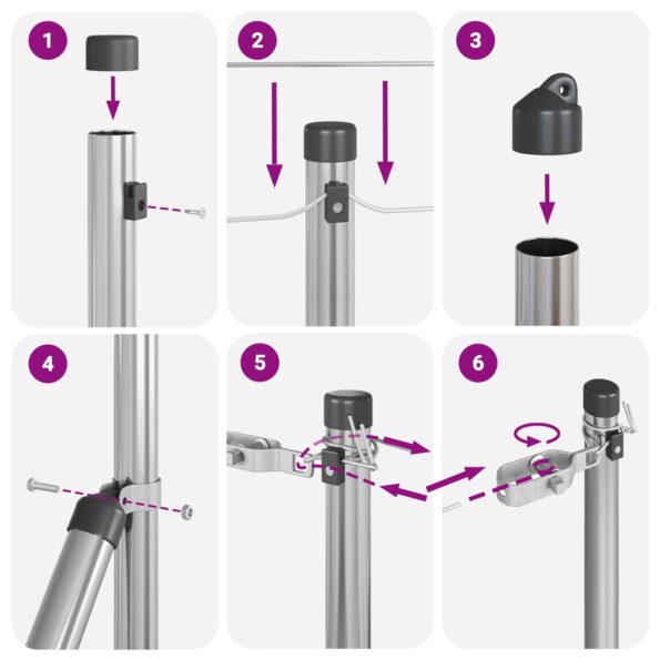 vidaXL Stĺpy plotu 26 ks Ø32 mm 80 cm Galvanizovaná oceľ – Obrázok 6