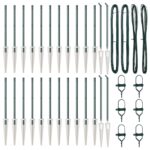 vidaXL Stĺpy plotu so špicou 26 ks Ø32 mm 60 cm Pozinkovaná oceľ – Obrázok 3