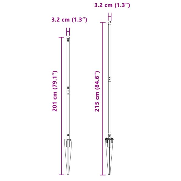 vidaXL Plotové stĺpiky so spike 26 ks Ø32 mm 170 cm Pozinkovaná oceľ – Obrázok 9