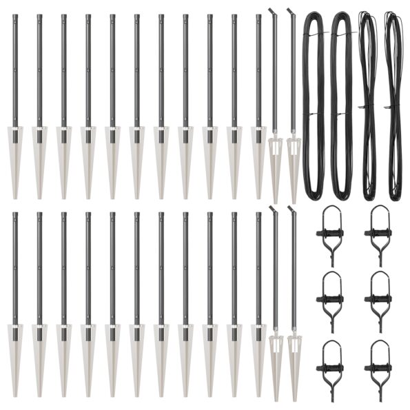 vidaXL Plotové stĺpy s kolíkom 26 ks Ø32 mm 80 cm Galvanizovaná oceľ – Obrázok 3