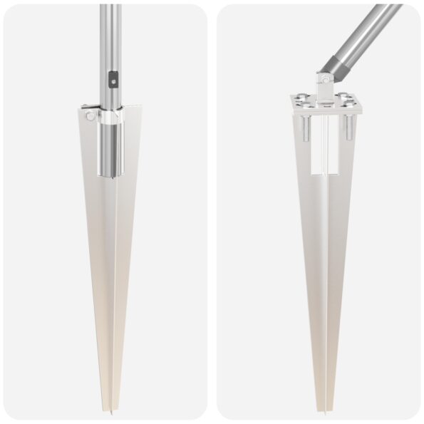 vidaXL Odtiene plotových stĺpikov s hrotom 52 ks Ø32 mm 60 cm Pozinkovaná oceľ – Obrázok 7