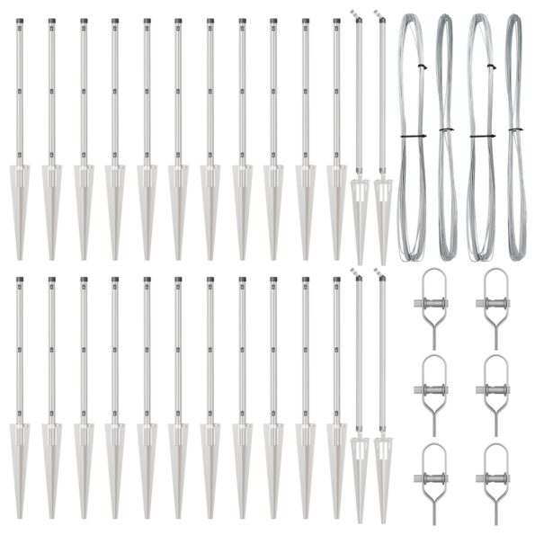 vidaXL Stĺpy plotu so špicou 26 ks Ø32 mm 100 cm Pozinkovaná oceľ – Obrázok 4