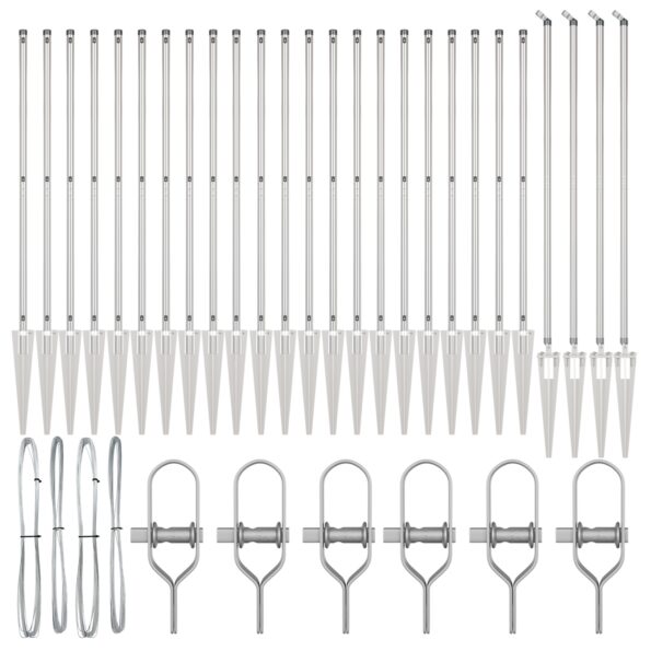 vidaXL Stĺpy plotu so hrotom 26 ks Ø32 mm 160 cm Zinková oceľ – Obrázok 3