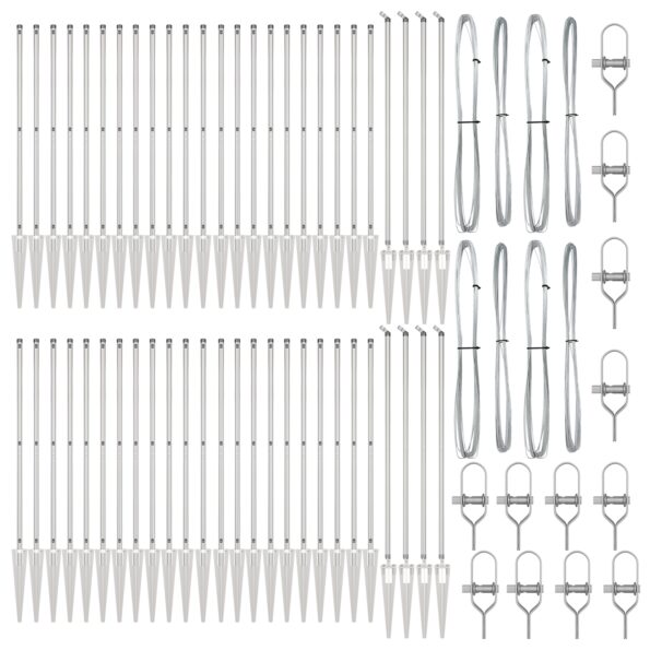 vidaXL Plotové stĺpy so špicom 52 ks Ø32 mm 170 cm Pozinkovaná oceľ – Obrázok 3