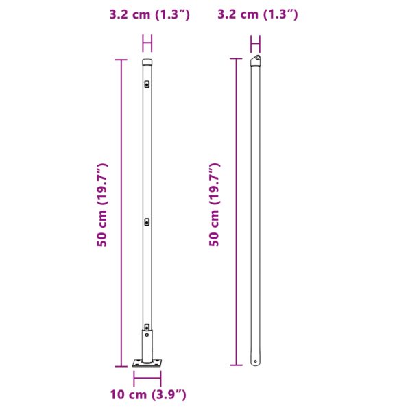 3350218_9.jpg vidaXL Plotové stĺpiky Sada 52 Zelená Oceľ 3.2 x 3.2 x 50 cm Pevné – Obrázok 9
