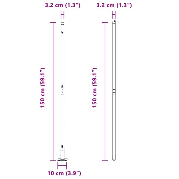 vidaXL Stĺpy pre plot Súprava 104 Zelená Betón 3.2 x 3.2 x 78.5 cm – Obrázok 9