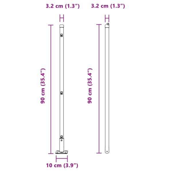 vidaXL stĺpy na plot Sada 52 Sivá Betón, Kov 3,2 x 3,2 x 90 cm Trvácne – Obrázok 9