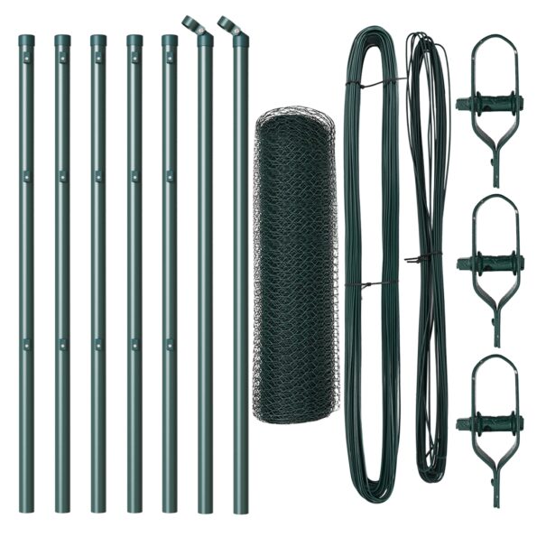 Hexagonálne oplotenie vidaXL Zelené 0.5x10 m Oceľ, Oplotenia vidaXL 7 ks Zelené Ø32 mm 100 cm Pozinkovaná oceľ – Obrázok 2