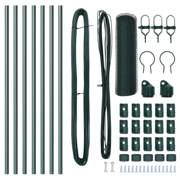 Hexagonálne oplotenie vidaXL Zelené 0.5x10 m Oceľ, Oplotenia vidaXL 7 ks Zelené Ø32 mm 100 cm Pozinkovaná oceľ – Obrázok 4