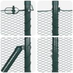 vidaXL Hexagónové oplocenie Zelené 1.2x10 m Oceľ, vidaXL Oplocovacie stĺpiky 7 ks Zelené Ø32 mm 170 cm Galvanizovaná oceľ – Obrázok 7