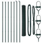 vidaXL Hexagónový plot Zelený 1,4x10 m Ocel, vidaXL Plotové stĺpy 7 ks Zelené Ø32 mm 190 cm pozinkovaná oceľ – Obrázok 2