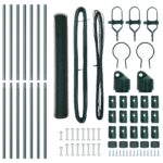 vidaXL Hexagónový plot Zelený 1,4x10 m Ocel, vidaXL Plotové stĺpy 7 ks Zelené Ø32 mm 190 cm pozinkovaná oceľ – Obrázok 4