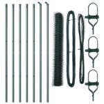 vidaXL hexagonálny plot zelený 1.4x10 m oceľ, vidaXL plotové stĺpy 7 ks zelené Ø32 mm 190 cm pozinkovaná oceľ – Obrázok 2