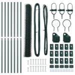 vidaXL hexagonálny plot zelený 1.4x10 m oceľ, vidaXL plotové stĺpy 7 ks zelené Ø32 mm 190 cm pozinkovaná oceľ – Obrázok 4