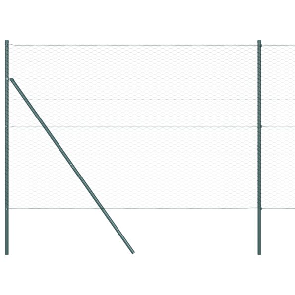 vidaXL Hexagonálny plot Zelený 1.5x10 m Oceľ, vidaXL Plotové stĺpy 7 ks Zelené Ø32 mm 200 cm Pozinkovaná oceľ – Obrázok 6