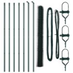 Hexagónový plot vidaXL Zelený 1.6x10 m Oceľ, Plotové stĺpy vidaXL 7 ks Zelené Ø32 mm 210 cm Pozinkovaná oceľ – Obrázok 2