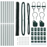 Hexagónový plot vidaXL Zelený 1.6x10 m Oceľ, Plotové stĺpy vidaXL 7 ks Zelené Ø32 mm 210 cm Pozinkovaná oceľ – Obrázok 4