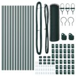 vidaXL Hexagonálne oplotenie Zelené 0.4x25 m Ocel, vidaXL Oplotenie stĺpikov 13 ks Zelené Ø32 mm 80 cm Galvanizovaná oceľ – Obrázok 4