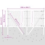 Hexagonálna ohrada vidaXL Zelená 0,4x25 m Oceľ, Príspevky vidaXL 13 ks Zelené Ø32 mm 80 cm Pozinkovaná oceľ – Obrázok 12