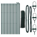 VidaXL hexagonálny plot zelený 0.6x25 m oceľ, VidaXL stĺpy na plot 13 ks zelené Ø32 mm 100 cm pozinkovaná oceľ – Obrázok 2