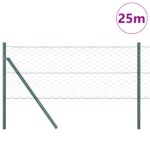 vidaXL Šesťuholníkové oplotenie zelené 0.6x25 m oceľ, vidaXL Stĺpiky oplotenia 13 ks zelené Ø32 mm 100 cm pozinkovaná oceľ – Obrázok 3