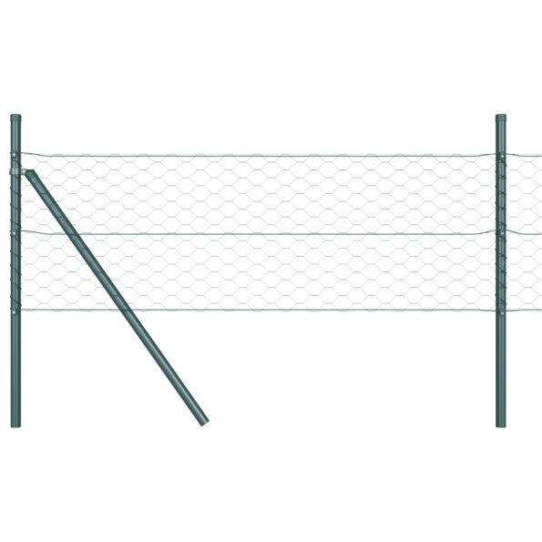 3352667_6.jpg vidaXL Šesťuholníkové oplotenie zelené 0.6x25 m oceľ, vidaXL Stĺpiky oplotenia 13 ks zelené Ø32 mm 100 cm pozinkovaná oceľ – Obrázok 6