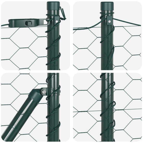 3352667_7.jpg vidaXL Šesťuholníkové oplotenie zelené 0.6x25 m oceľ, vidaXL Stĺpiky oplotenia 13 ks zelené Ø32 mm 100 cm pozinkovaná oceľ – Obrázok 7