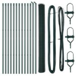 Hexagónový plot vidaXL Zelený 1,6x25 m Oceľ, Plotové stĺpy vidaXL 13 ks Zelené Ø32 mm 210 cm Galvanizovaná oceľ – Obrázok 2