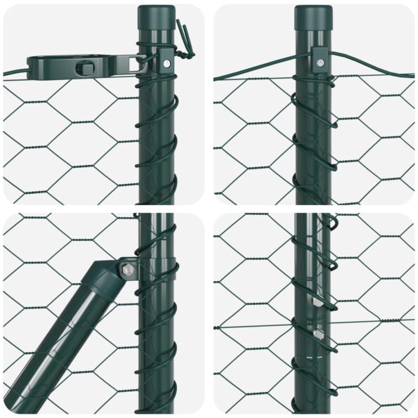 3352690_7.jpg Hexagonálna ohrada vidaXL Zelená 1.6x25 m Oceľ, Stĺpiky na ohradu vidaXL 13 ks Zelené Ø32 mm 210 cm Pozinkovaná oceľ – Obrázok 7