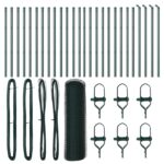 vidaXL Hexagónové oplotenie Zelené 0.4x50 m Oceľ, vidaXL Stĺpy na oplotenie 13 ks Zelené Ø32 mm 80 cm Galvanizovaná oceľ – Obrázok 2