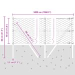 Hexagonálne oplotenie vidaXL Zelené 0.4x50 m Oceľ, Stĺpy vidaXL 13 ks Zelené Ø32 mm 80 cm Pozinkovaná oceľ – Obrázok 12