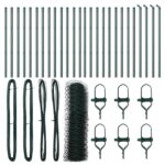 vidaXL Hexagonálne oplotenie Zelené 0.5x50 m Oceľové, vidaXL Plotové stĺpiky 13 ks Zelené Ø32 mm 100 cm Pozinkovaná oceľ – Obrázok 2