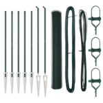 vidaXL hexagonálna oplocenka zelená 1,2x10 m oceľ, vidaXL oplocovacie stĺpy s fixkou 7 ks Ø32 mm 140 cm pozinkovaná oceľ – Obrázok 2