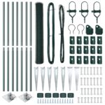 vidaXL hexagonálna oplocenka zelená 1,2x10 m oceľ, vidaXL oplocovacie stĺpy s fixkou 7 ks Ø32 mm 140 cm pozinkovaná oceľ – Obrázok 4