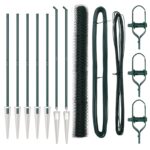 Hexagonálne oplotenie vidaXL Zelené 1.5x10 m Oceľ, Oplotenie vidaXL s hrotom 7 ks Ø32 mm 170 cm Pozinkovaná oceľ – Obrázok 2