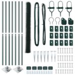 Hexagonálne oplotenie vidaXL Zelené 1.5x10 m Oceľ, Oplotenie vidaXL s hrotom 7 ks Ø32 mm 170 cm Pozinkovaná oceľ – Obrázok 4