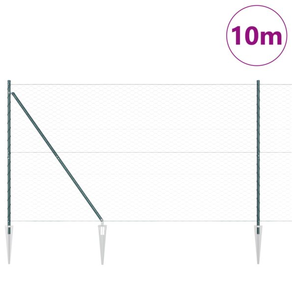 3353073_3.jpg vidaXL Šesťuholníkové oplotenie Zelené 1.5x10 m Oceľ, vidaXL Oplotenie s hrotmi 7 ks Ø32 mm 170 cm Pozinkovaná oceľ – Obrázok 3